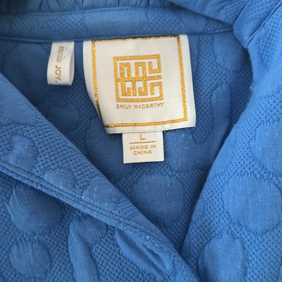 Emily McCarthy Stella dress Marine cheetah Puff Sleeve Blue Large - Picture 4 of 7